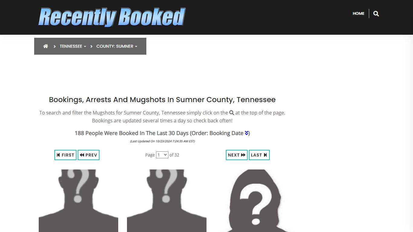 Bookings, Arrests and Mugshots in Sumner County, Tennessee