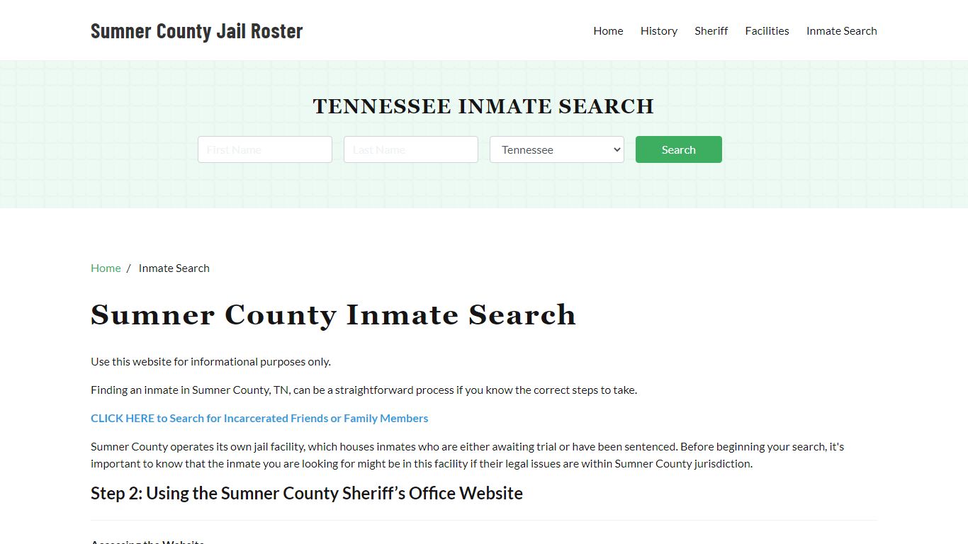 Sumner County, TN Detainee Lookup