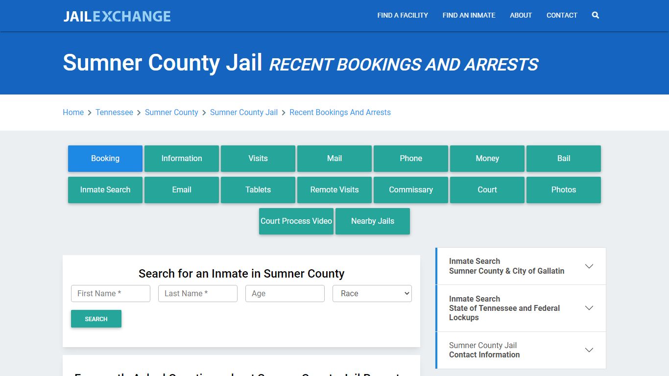 Sumner County Jail TN Recent Arrests and Bookings - Jail Exchange