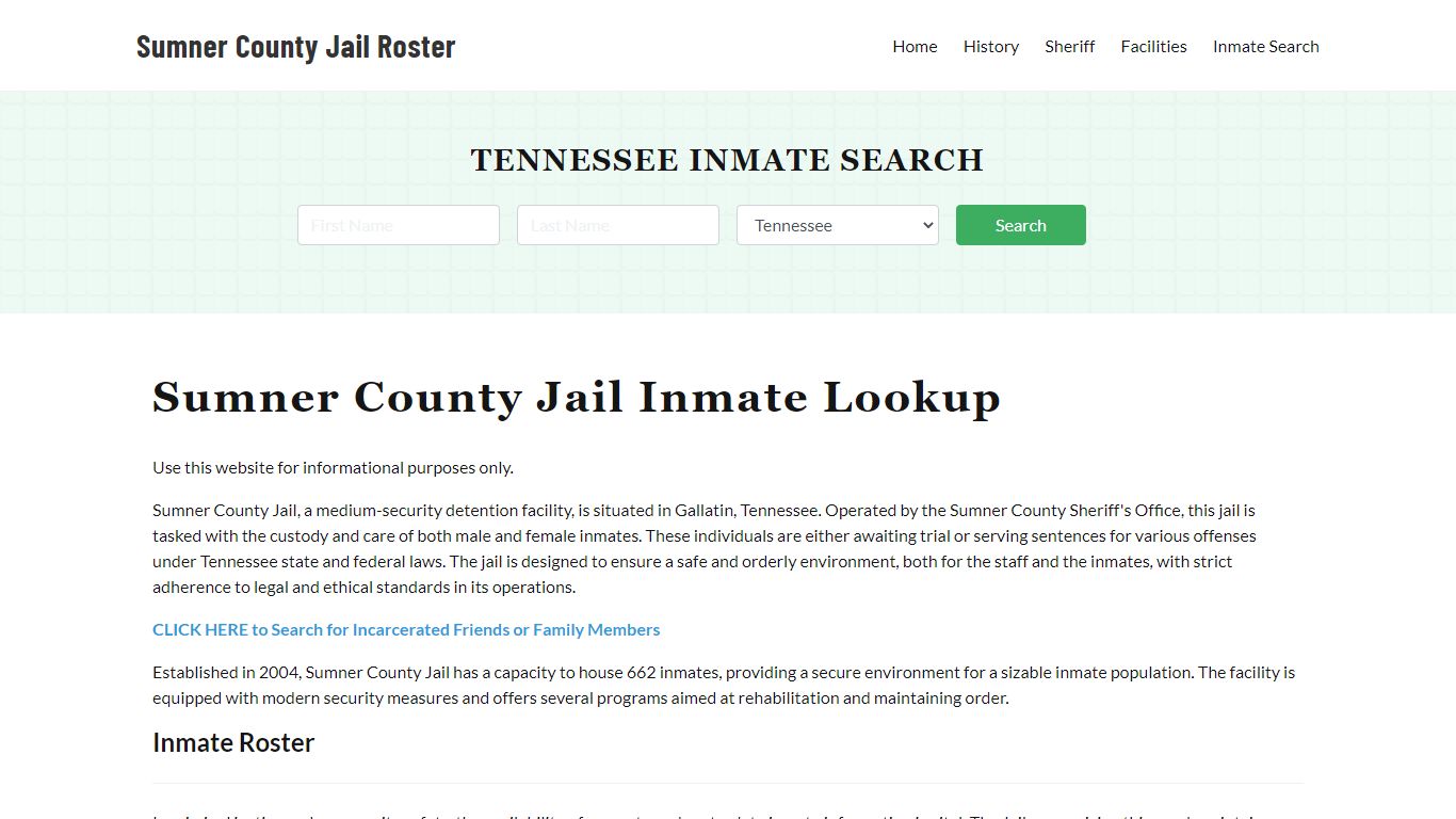 Sumner County Jail Roster Lookup, TN, Inmate Search